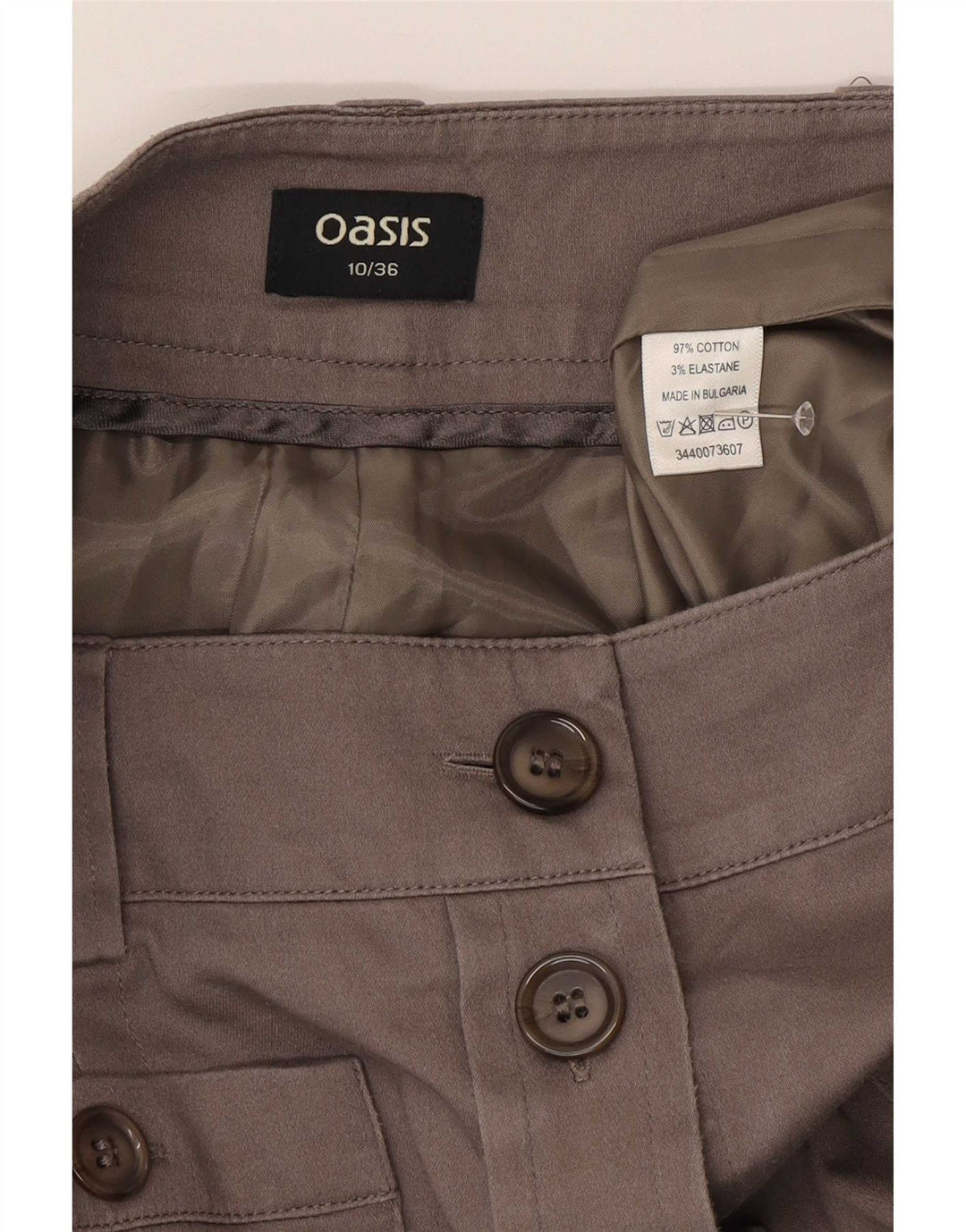 Oasis Womens Regular Midi Skirt US 10 Large W30 Brown Cotton