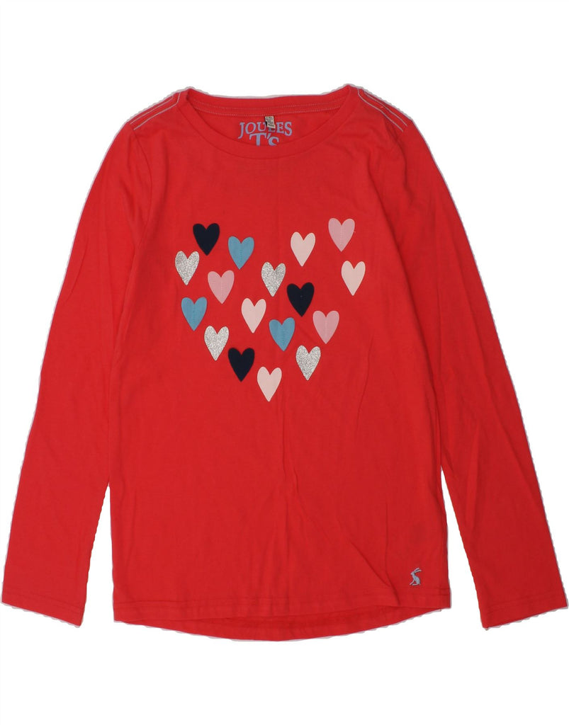 JOULES Girls Graphic Top Long Sleeve 9-10 Years Pink Spotted Cotton Heart | Vintage Joules | Thrift | Second-Hand Joules | Used Clothing | Messina Hembry 