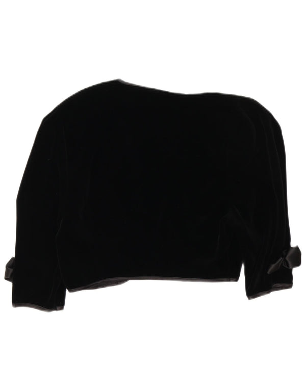 Vintage Womens Velvet Bolero Jacket UK 10 Small Black Cotton