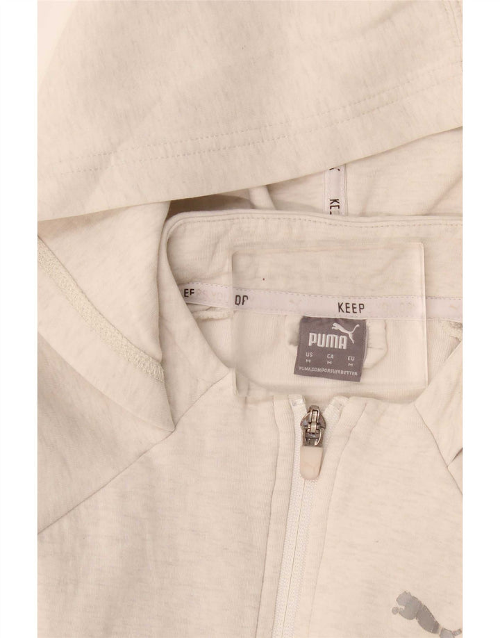 Puma Womens Zip Hoodie Sweater UK 14 Medium Grey Colourblock