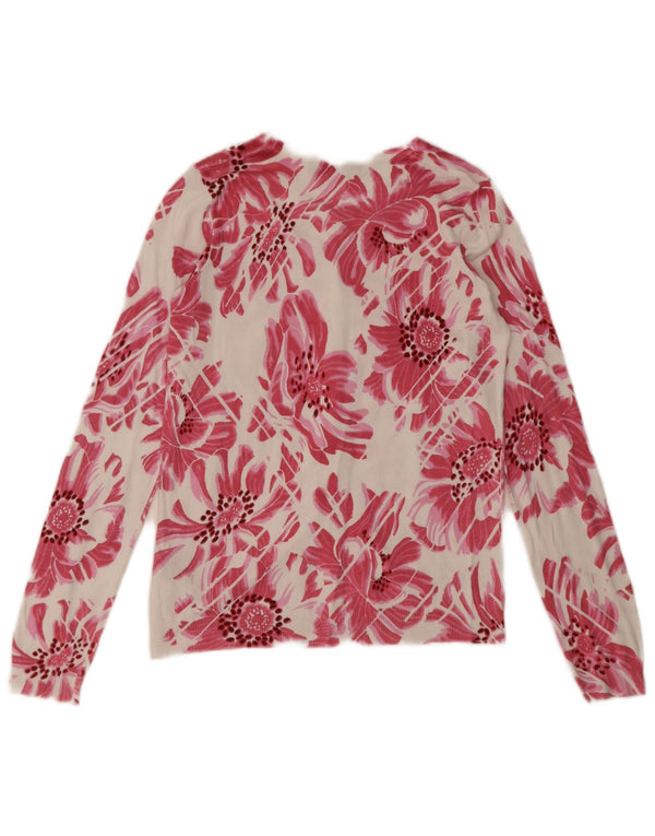 Marks & Spencer Womens Cardigan Sweater UK 8 Small Pink Floral Viscose