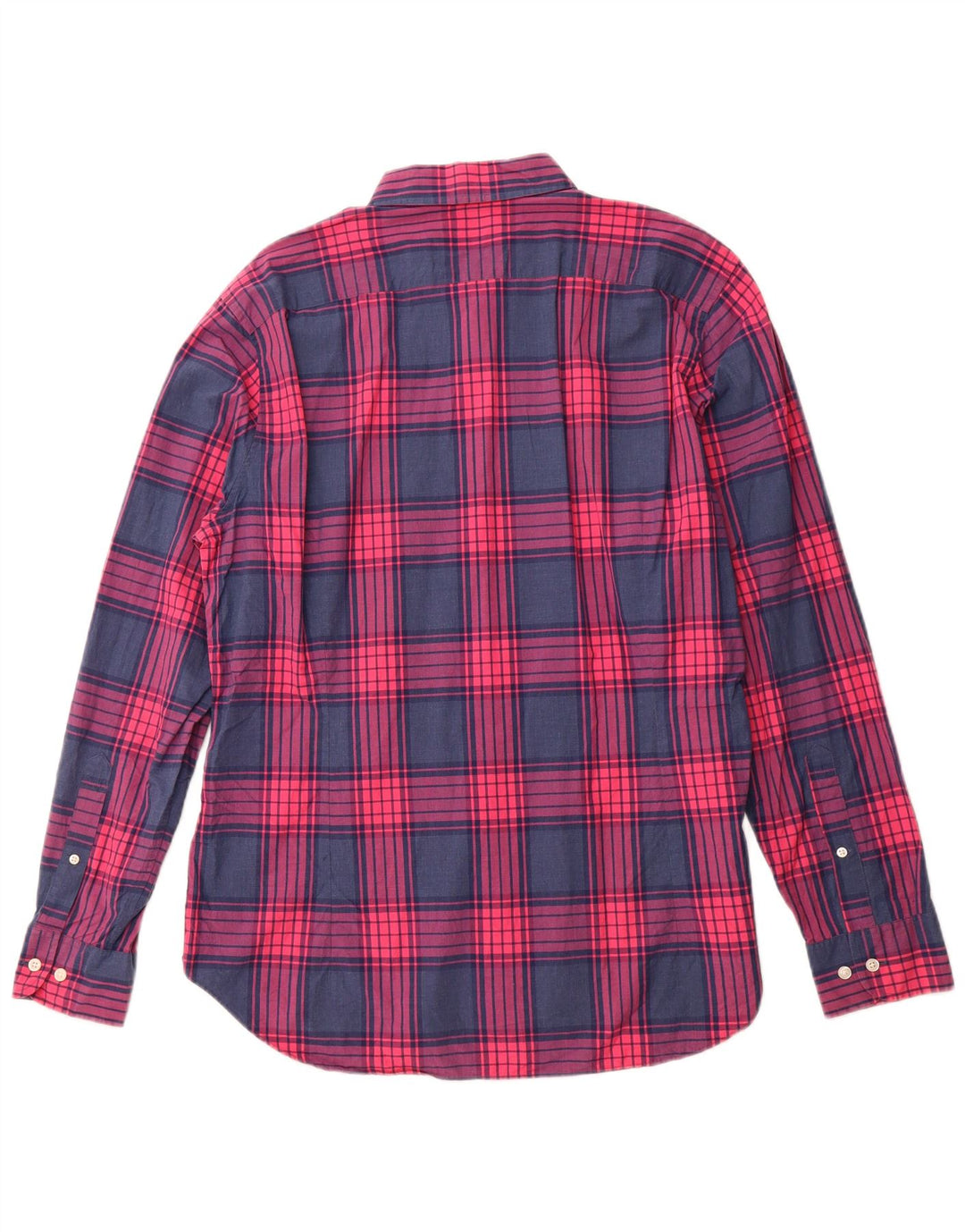 BONOBOS Mens Tailored Slim Fit Shirt XL Navy Blue Check Cotton