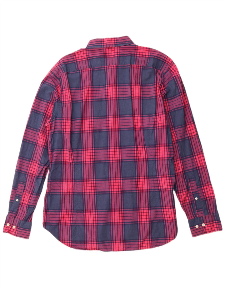 BONOBOS Mens Tailored Slim Fit Shirt XL Navy Blue Check Cotton