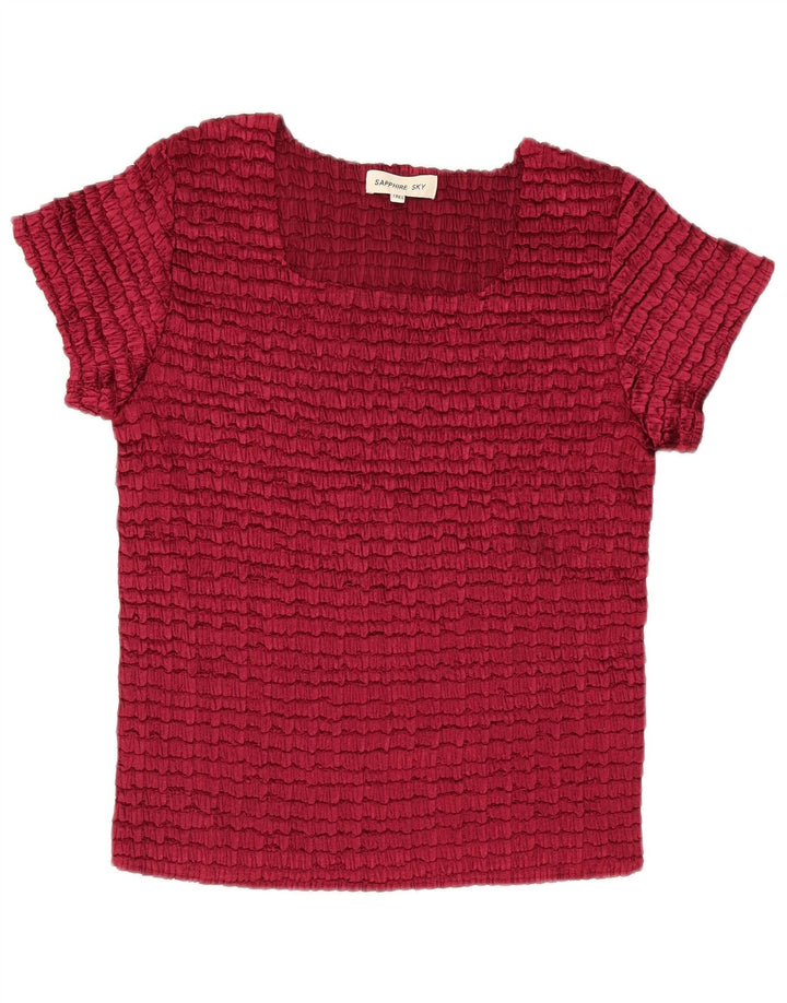 Vintage Womens Blouse Top One Size Burgundy Polyester