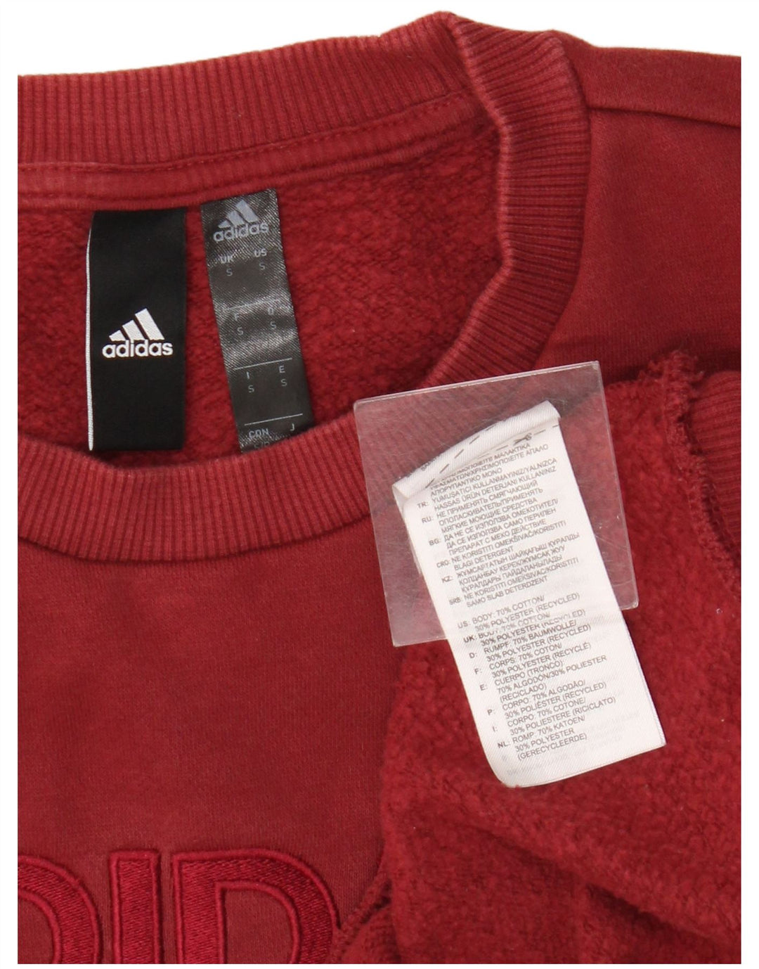 Adidas Mens Graphic Sweatshirt Jumper Small Burgundy Cotton
