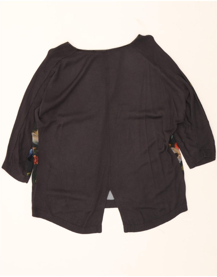 OASIS Womens 3/4 Sleeve Oversized Blouse Top UK 16 Large Black Floral Vintage Oasis and Second-Hand Oasis from Messina Hembry 