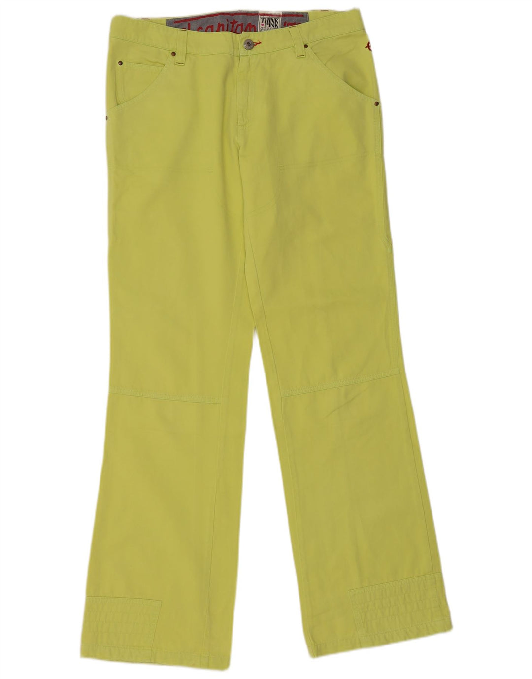 Think Pink Womens Straight Cargo Trousers IT 46 Large W32 L33 Green Cotton