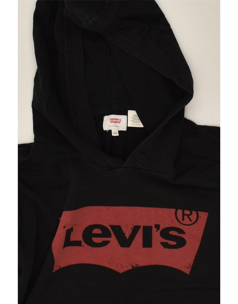 LEVI'S Womens Graphic Hoodie Jumper UK 20 2XL Black Cotton | Vintage Levi's | Thrift | Second-Hand Levi's | Used Clothing | Messina Hembry 