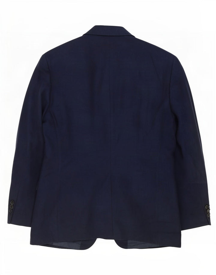 Marks & Spencer Mens 2 Button Blazer Jacket UK 42 Large Navy Blue Cotton