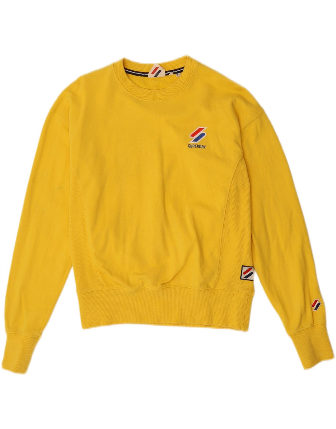SUPERDRY Womens Oversized Sweatshirt Jumper UK 8 Small Yellow Cotton Vintage Superdry and Second-Hand Superdry from Messina Hembry 