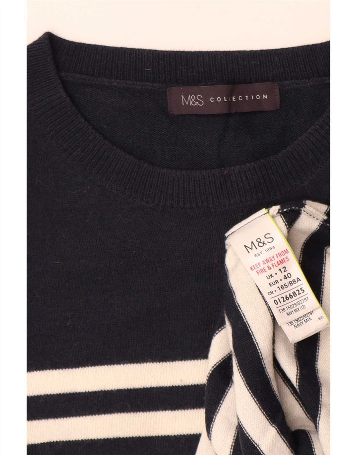 Marks & Spencer Womens Boat Neck Jumper Sweater UK 12 Medium Navy Blue