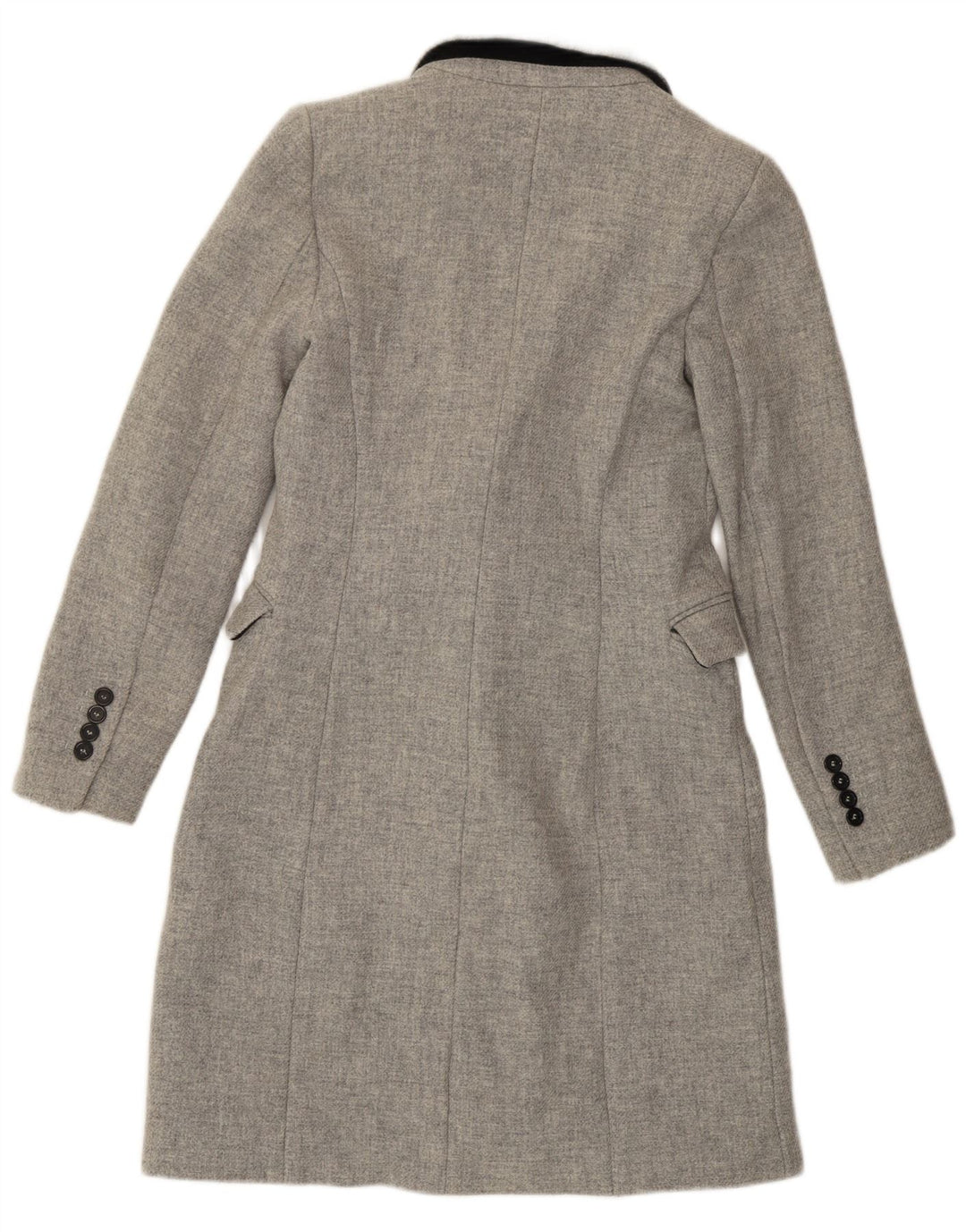 Zara Womens Double Breasted Coat UK 6 XS Grey Wool