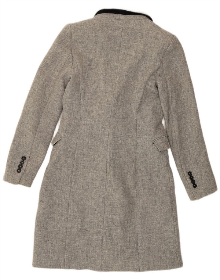 Zara Womens Double Breasted Coat UK 6 XS Grey Wool
