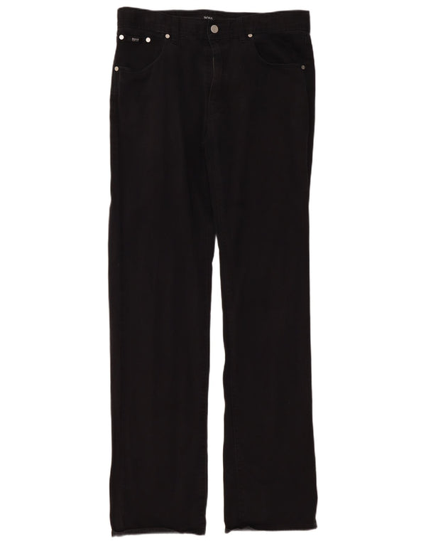 Hugo Boss Mens Straight Jeans W34 L34 Black Cotton