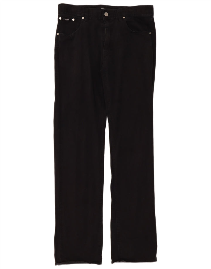 Hugo Boss Mens Straight Jeans W34 L34 Black Cotton