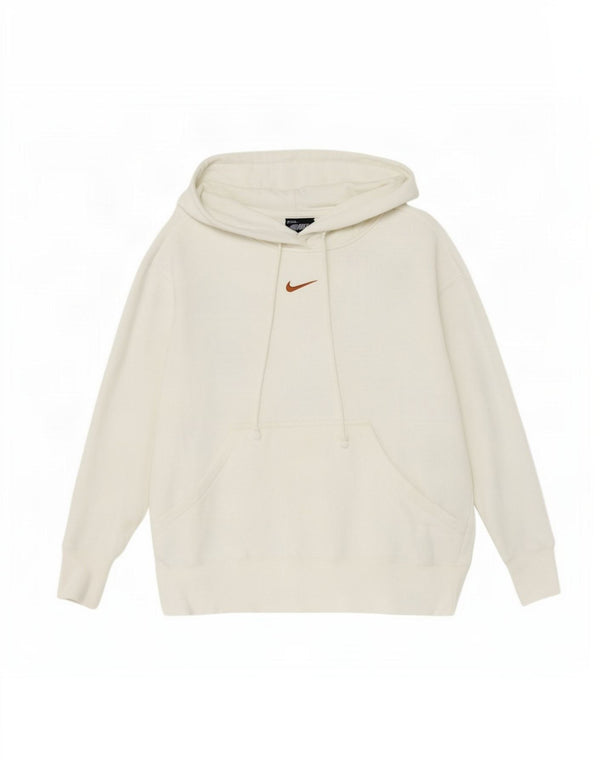 Nike Womens Hoodie Jumper UK 14 Medium White Cotton