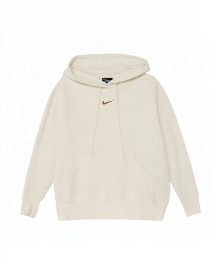 Nike Womens Hoodie Jumper UK 14 Medium White Cotton