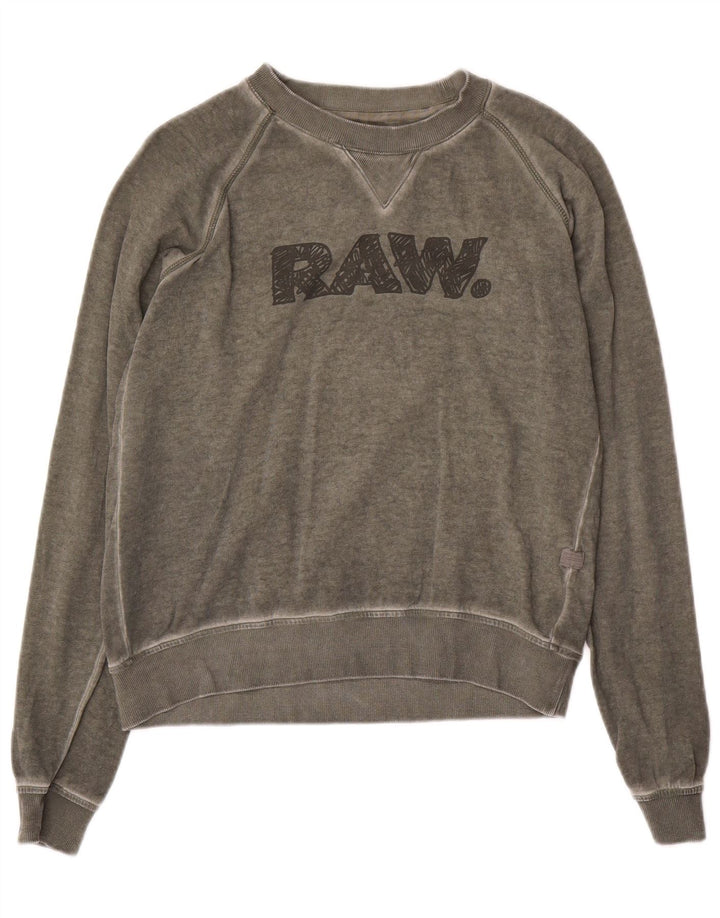 G-STAR Womens Graphic Sweatshirt Jumper UK 14 Medium Grey Cotton