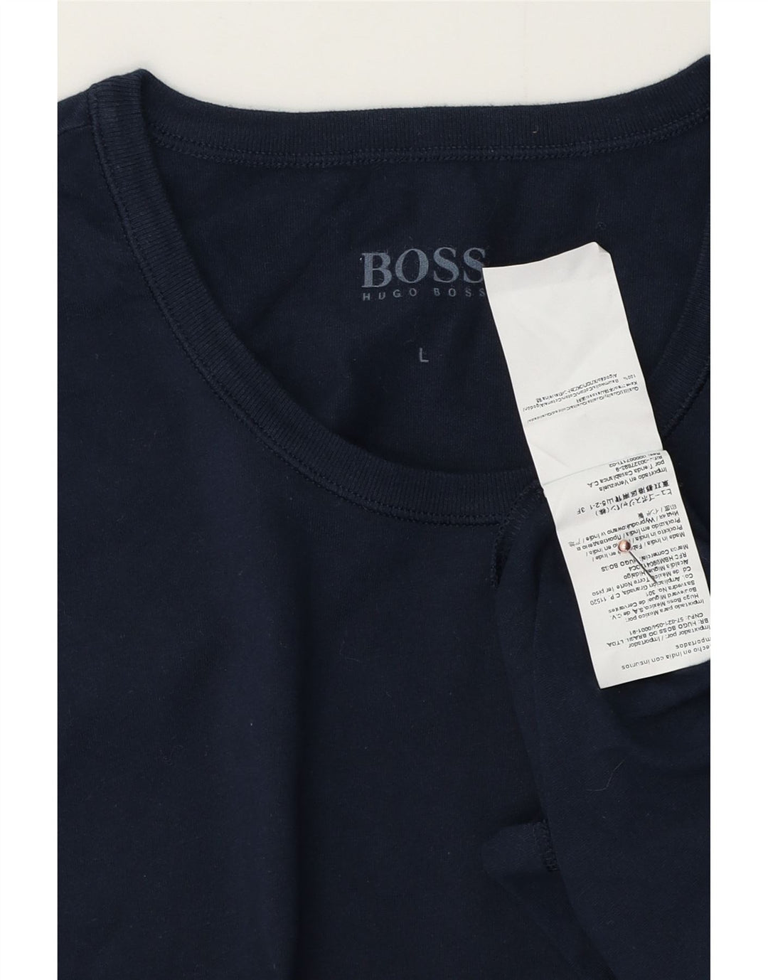 Hugo Boss Mens T-Shirt Top Large Navy Blue Cotton