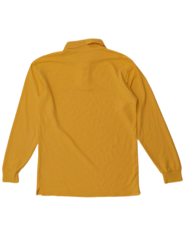 Fila Mens Long Sleeve Polo Shirt Small Yellow Cotton