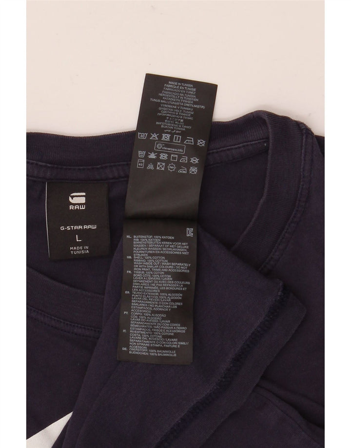 G-Star Mens Graphic T-Shirt Top Large Navy Blue Cotton