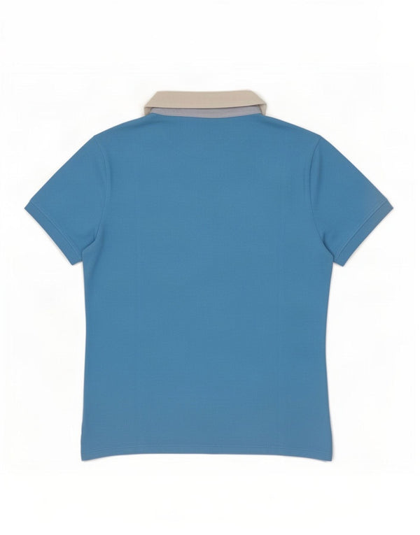 Aeronautica Militare Womens Polo Shirt UK 12 Medium Blue Colourblock Cotton