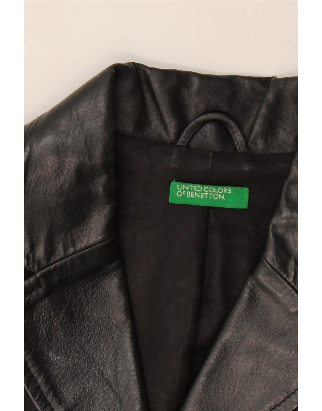 BENETTON Womens Leather Jacket IT 40 Small Black Leather Vintage Benetton and Second-Hand Benetton from Messina Hembry 