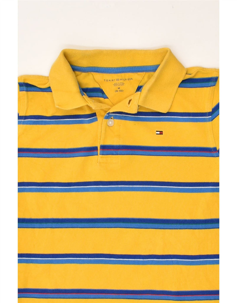 TOMMY HILFIGER Boys Polo Shirt 8-9 Years Medium  Yellow Striped Cotton | Vintage Tommy Hilfiger | Thrift | Second-Hand Tommy Hilfiger | Used Clothing | Messina Hembry 