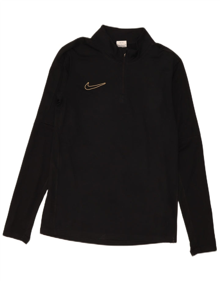 Nike Mens Dri Fit Zip Neck Pullover Tracksuit Top Small Black Polyester