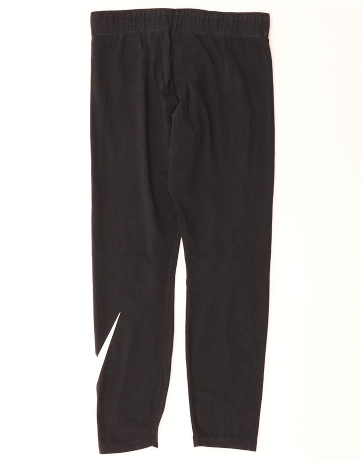 NIKE Womens Graphic Leggings UK 14 Medium Black Cotton