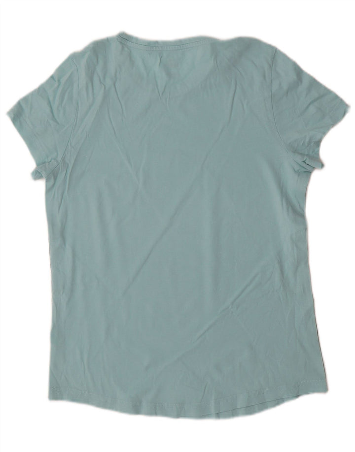 PUMA Womens Graphic T-Shirt Top UK 12 Medium Blue Colourblock