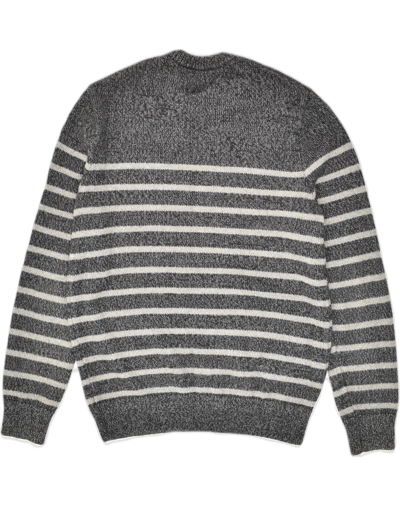 GAP Mens Crew Neck Jumper Sweater Large Grey Striped Cotton | Vintage Gap | Thrift | Second-Hand Gap | Used Clothing | Messina Hembry 