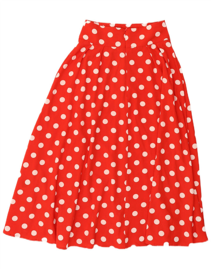 Shein Womens Flared Skirt XS W24 Red Polka Dot Polyester