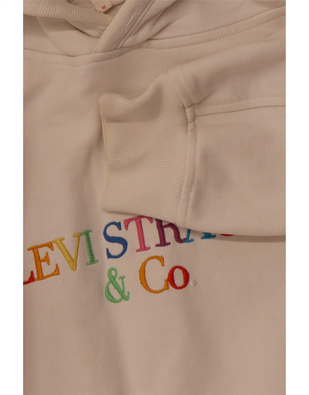 LEVI'S Womens Oversized Graphic Hoodie Jumper UK 14 Medium Off White
