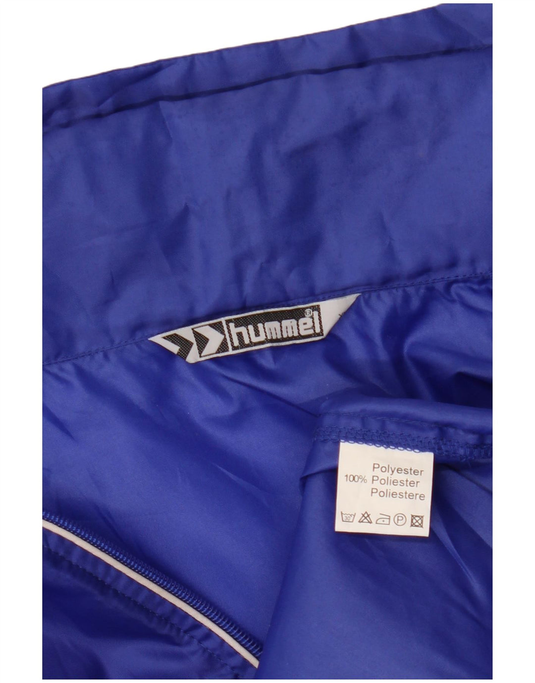 HUMMEL Mens Graphic Hooded Rain Jacket UK 42 XL Blue Polyester