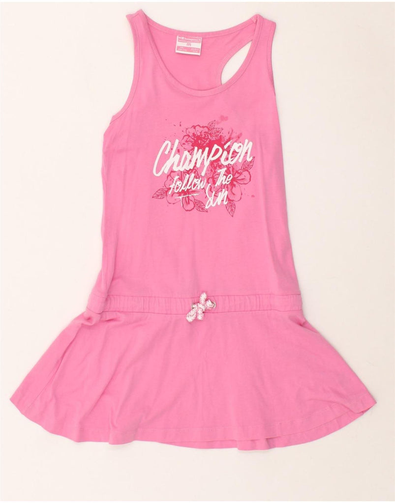 CHAMPION Girls Graphic Sleeveless T-Shirt Dress 9-10 Years Medium Pink | Vintage Champion | Thrift | Second-Hand Champion | Used Clothing | Messina Hembry 