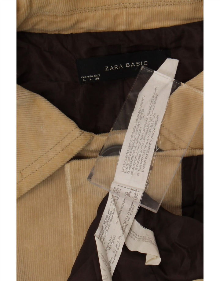 ZARA Womens Corduroy Jacket UK 16 Large Beige Cotton