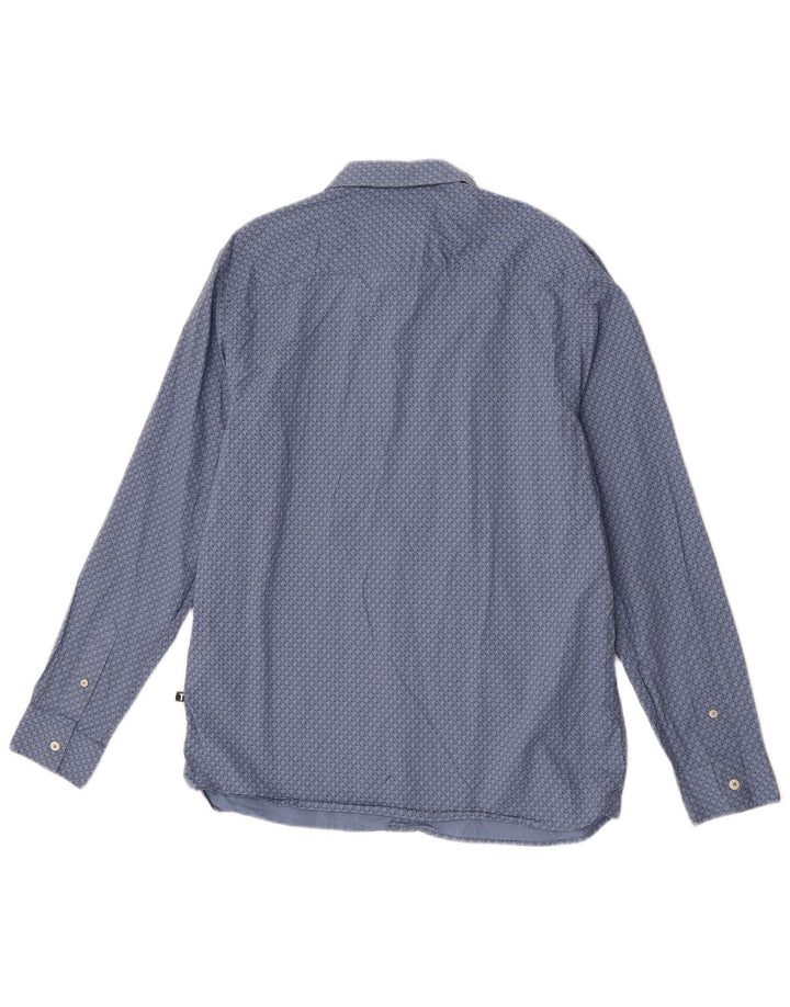 Ted Baker Mens Shirt Size 4 Large Blue Geometric Cotton
