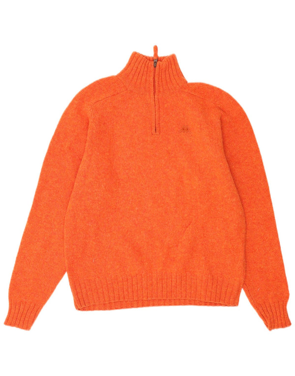 Kappa Mens Zip Neck Jumper Sweater Medium Orange Virgin Wool