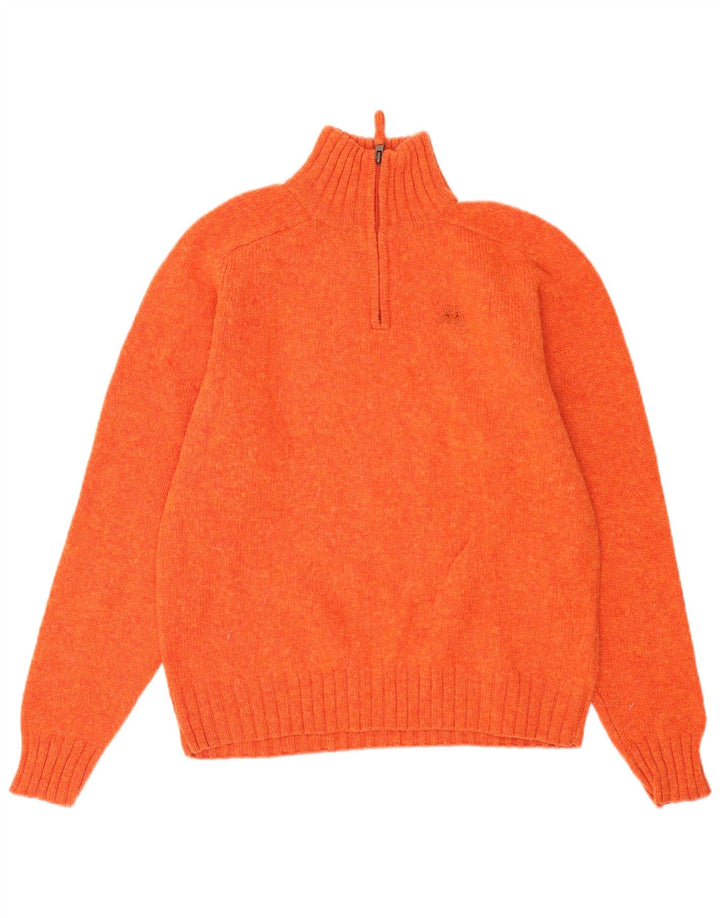 Kappa Mens Zip Neck Jumper Sweater Medium Orange Virgin Wool