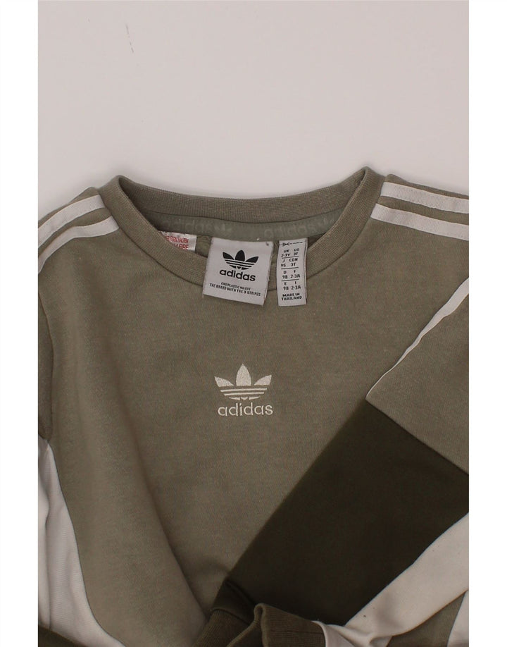 Adidas Boys Sweatshirt Jumper 2-3 Years Grey Colourblock