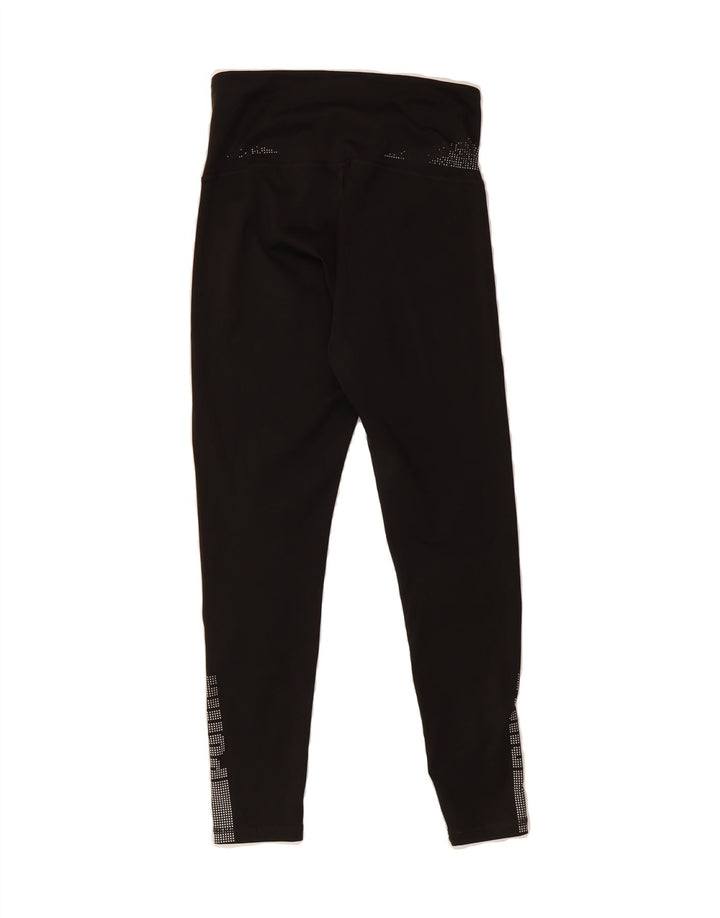 PUMA Womens Graphic Capri Leggings UK 10 Small Black Polyester Vintage Puma and Second-Hand Puma from Messina Hembry 