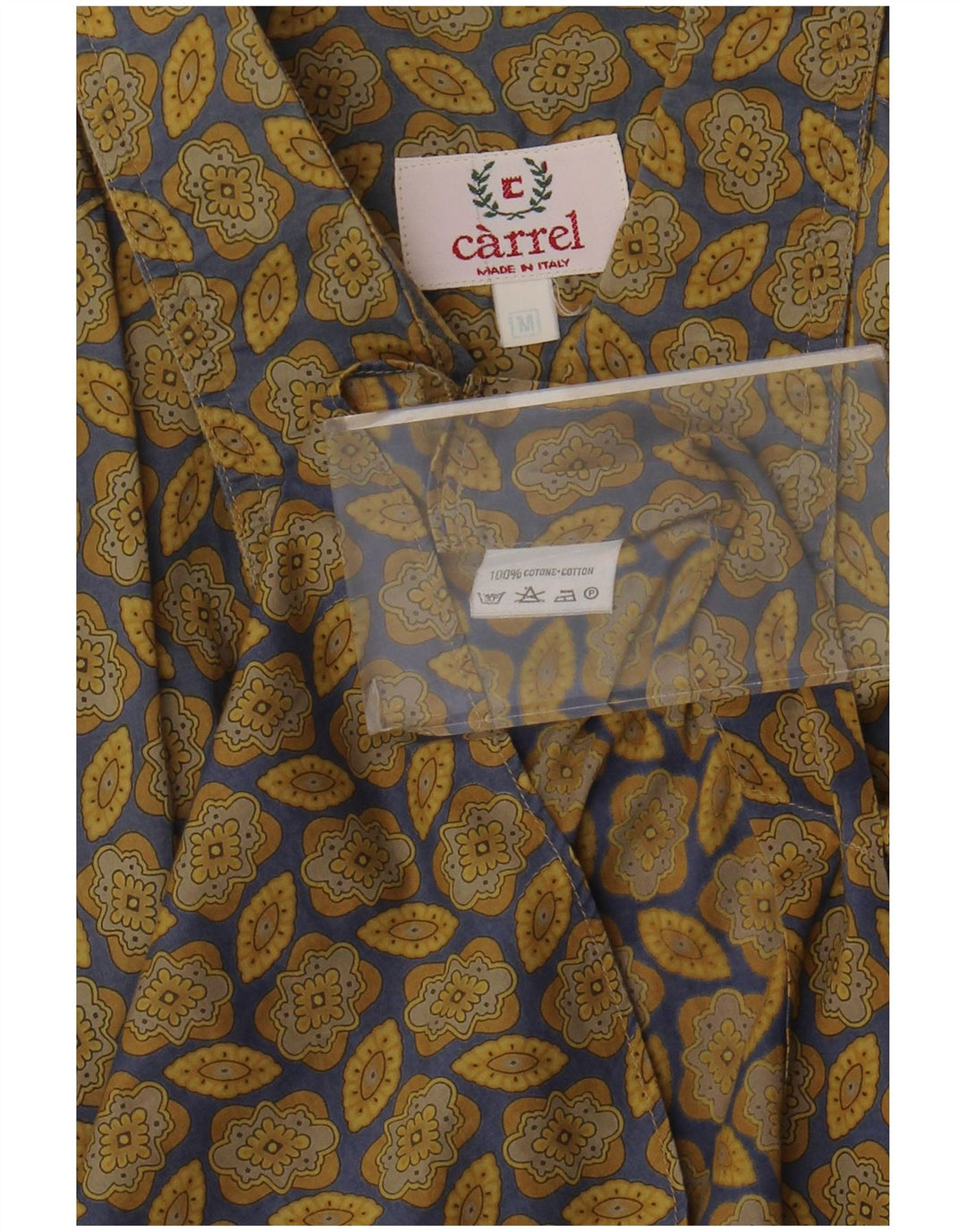 Carrel Mens Short Sleeve Shirt Medium Khaki Floral Cotton