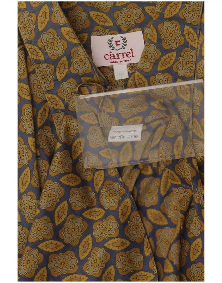 Carrel Mens Short Sleeve Shirt Medium Khaki Floral Cotton