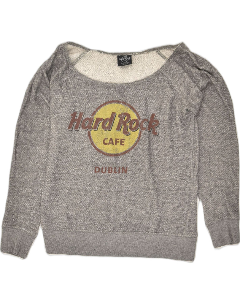 HARD ROCK CAFE Womens Dublin Graphic Sweatshirt Jumper UK 10 Small Grey | Vintage Hard Rock Cafe | Thrift | Second-Hand Hard Rock Cafe | Used Clothing | Messina Hembry 