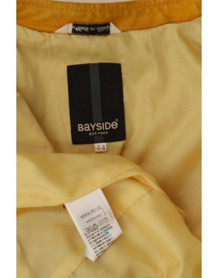 Bayside Womens Leather Biker Jacket IT 44 Medium Yellow Leather