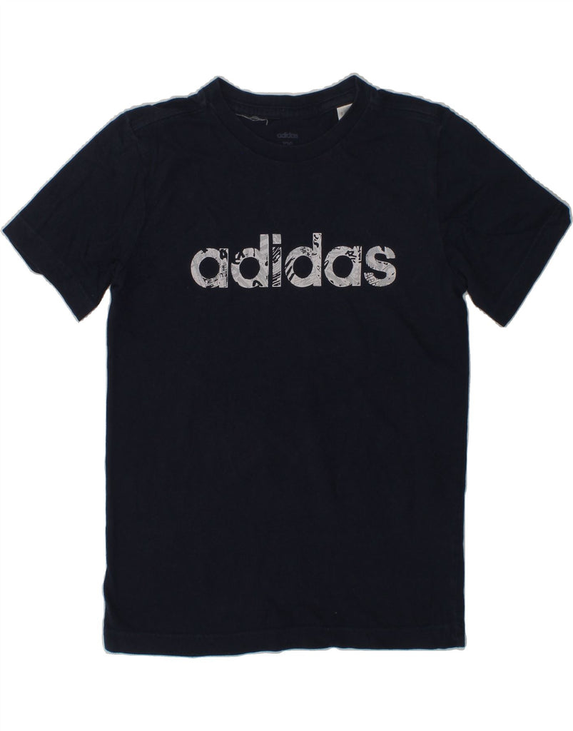 ADIDAS Boys Graphic T-Shirt Top 7-8 Years Navy Blue Cotton | Vintage Adidas | Thrift | Second-Hand Adidas | Used Clothing | Messina Hembry 