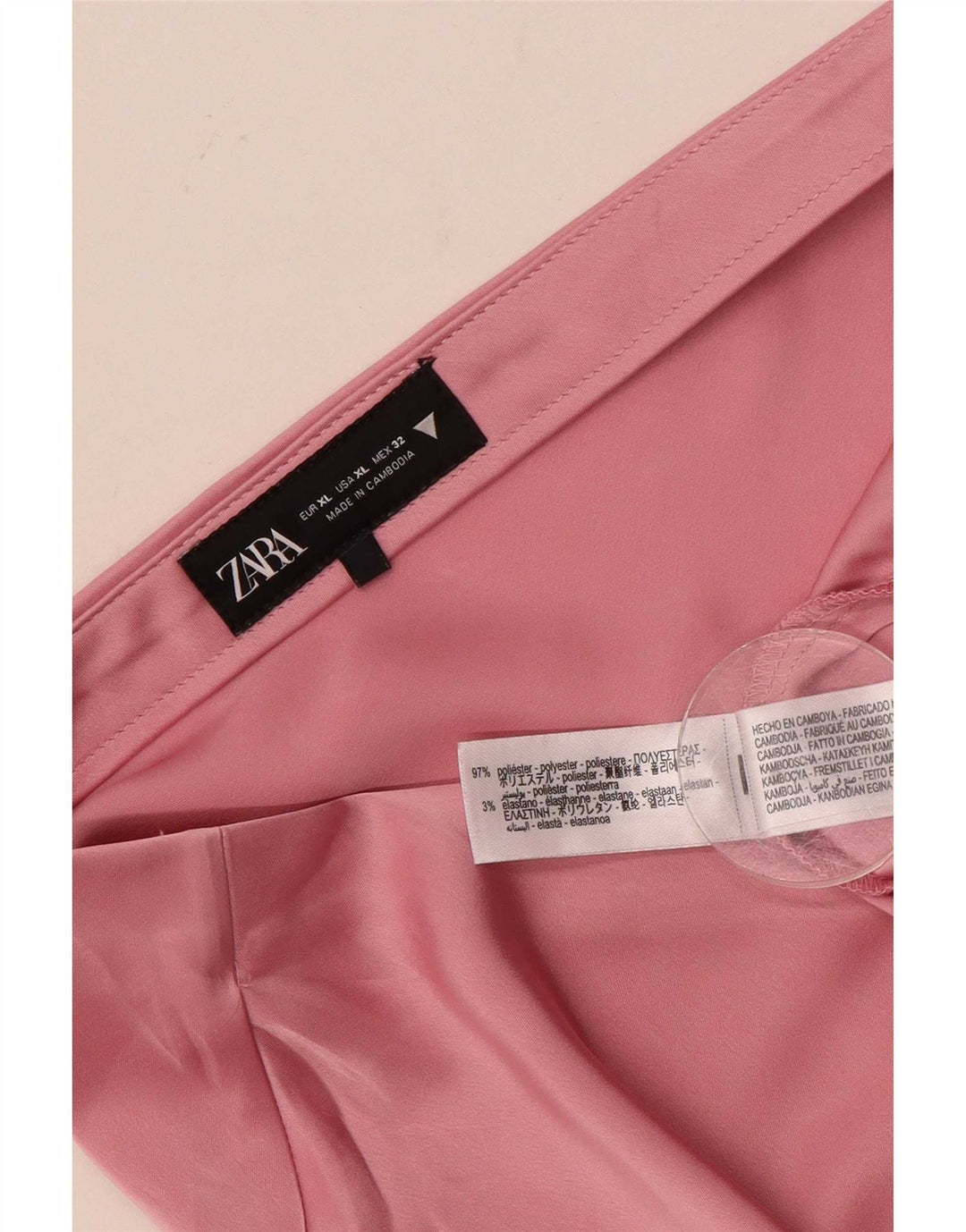 Zara Womens High Waist Midi Skirt XL W32 Pink Polyester