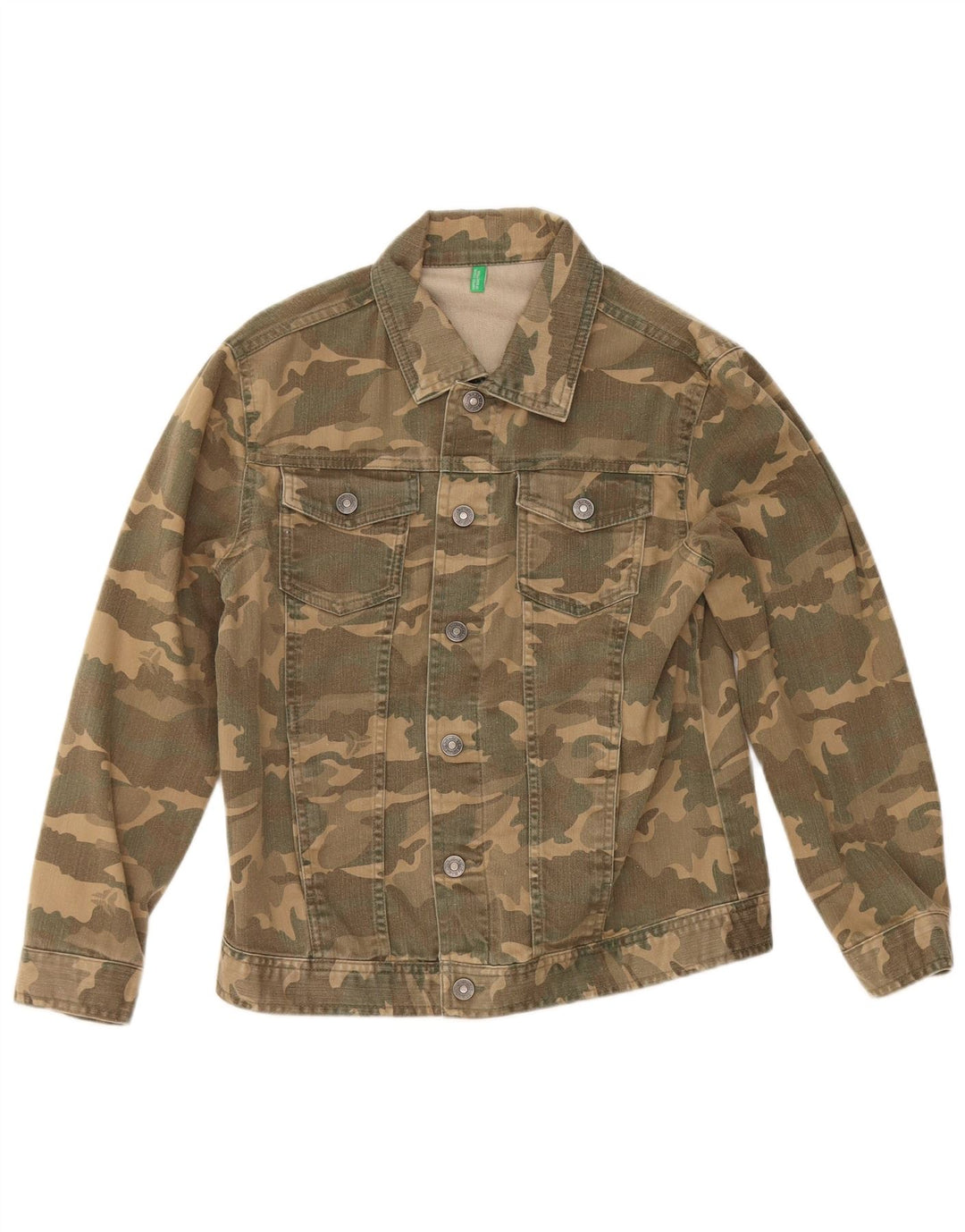 Benetton Boys Denim Jacket 9-10 Years Khaki Camouflage