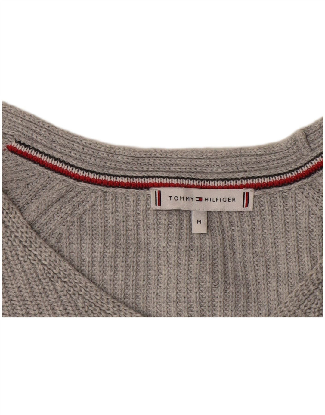 Tommy Hilfiger Womens V-Neck Jumper Sweater UK 14 Medium Grey